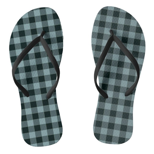 Chanclas Patrón de Gingham negro azul (Plantilla)