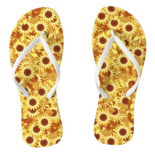Chanclas Patrón de girasol - dorado, amarillo y marrón