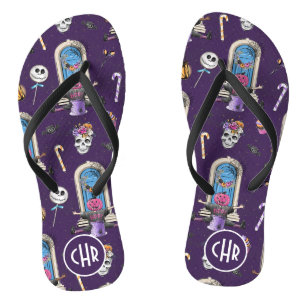 Chanclas Patrón de Halloween lúdico en fondo morado