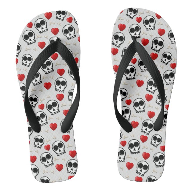 Chanclas Patrón de Halloween Skulls y Red Hearts (Plantilla)