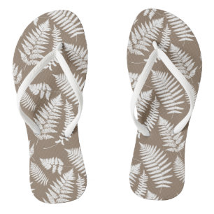 Chanclas Patrón de helecho del bosque, taupe marrón claro y