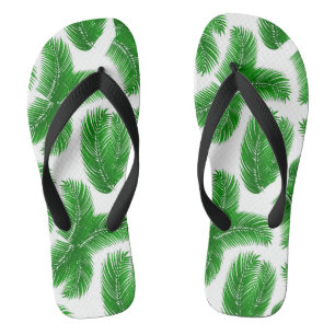 Chanclas Patrón de Hoja de Palma Tropical Verde