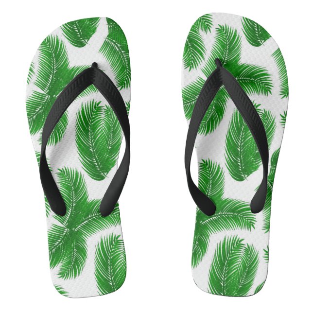 Chanclas Patrón de Hoja de Palma Tropical Verde (Plantilla)