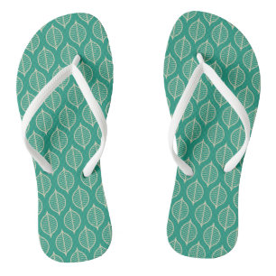 Chanclas Patrón de hoja verde estilizado