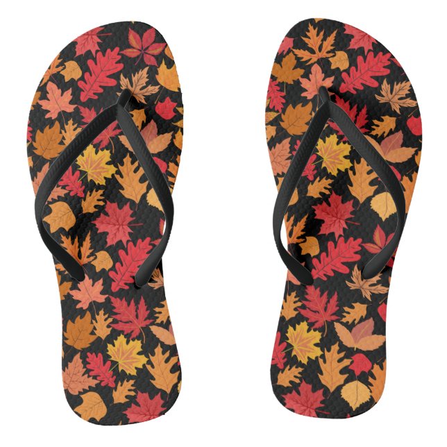 Chanclas Patrón de hojas de otoño 02 Black BG (Plantilla)