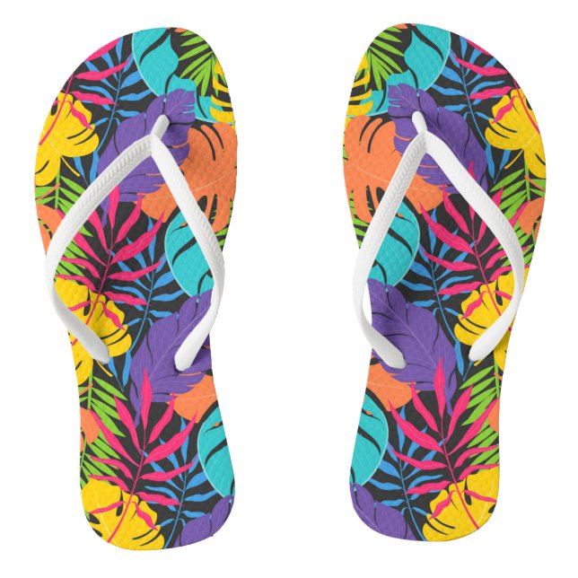 Chanclas Patrón de hojas exóticas coloridas (Plantilla)