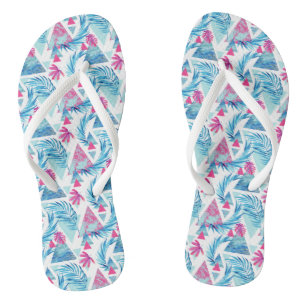 Chanclas Patrón de hojas tropicales de color de agua abstr
