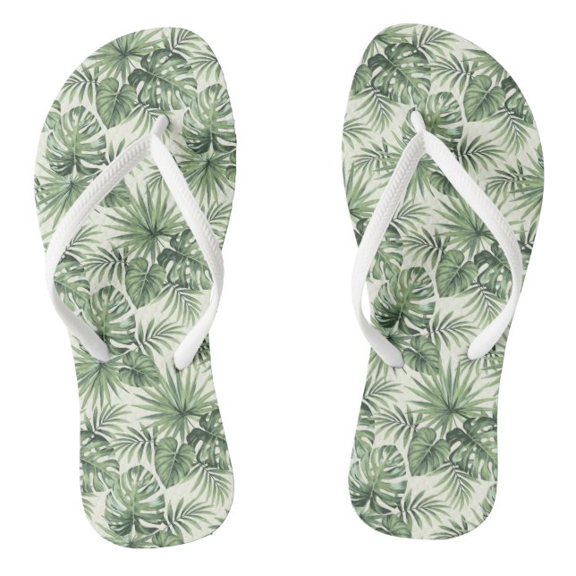Chanclas Patrón de hojas tropicales verdes (Plantilla)