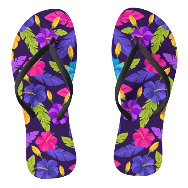 Chanclas Patrón de hojas y flores tropicales-23857 (Plantilla)