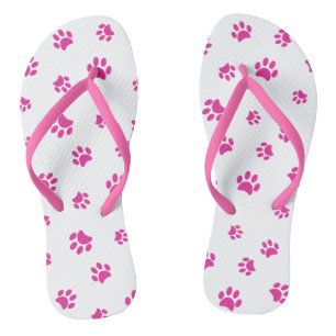 Chanclas Patrón de Huellas de Pata Rosadas