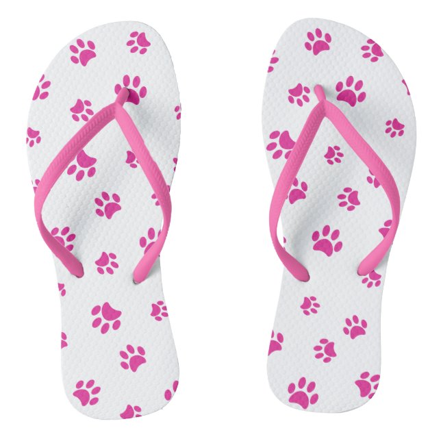 Chanclas Patrón de Huellas de Pata Rosadas (Plantilla)