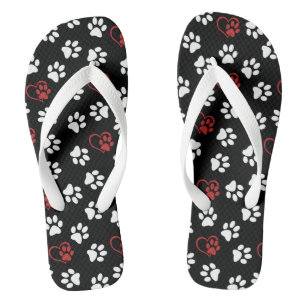Chanclas Patrón de huellas de patas, patas blancas, patas r