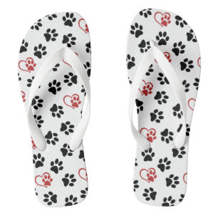 Chanclas Patrón de huellas de patas, patas negras, patas ro