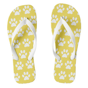Chanclas Patrón de huellas de perro lindas Amarillo verano 