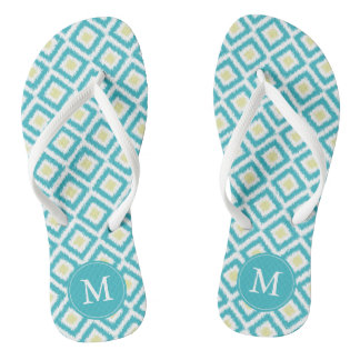 Chanclas Patrón de ikat de diamantes de agua y amarillo per