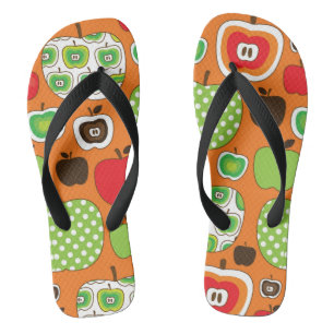 Chanclas Patrón de ilustracion de manzana corta