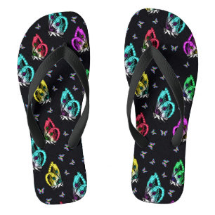 Chanclas Patrón de Ilustracion de mariposa de color negro