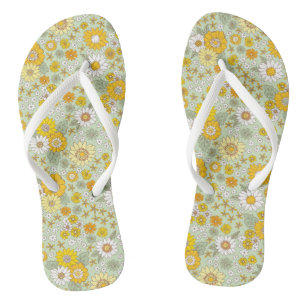 Chanclas Patrón de jardín floral amarillo