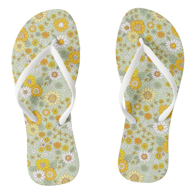 Chanclas Patrón de jardín floral amarillo (Plantilla)