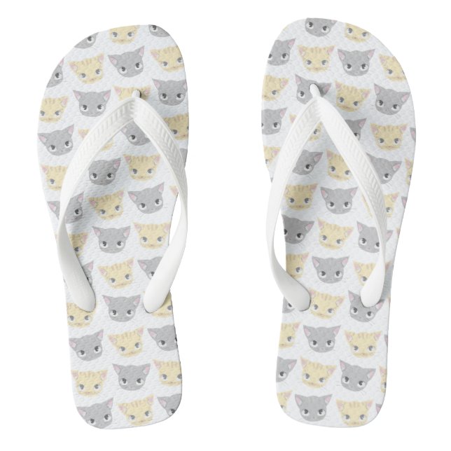 Chanclas Patrón de la cara de Gris y Gris Amarillo (Plantilla)