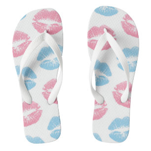 Chanclas Patrón de Labios Azules y Rosados, Pintalabios, Be