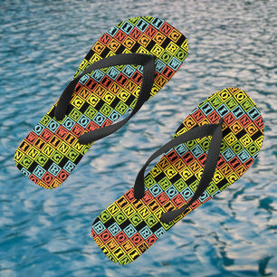 Chanclas Patrón de letras coloridas en reposo