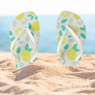 Chanclas Patrón de limón de verano en crema