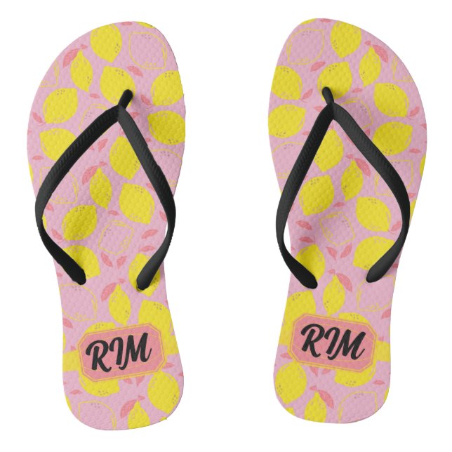 Chanclas Patrón de limón de verano Lemonade rosa amarillo i (Plantilla)