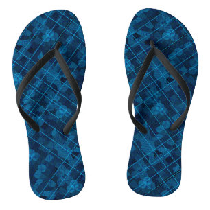 Chanclas Patrón de líneas y parches en Blue Black BG