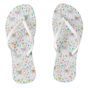 Chanclas Patrón de Llama Pastel