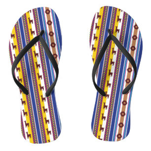 Chanclas Patrón de Llama peruana azul y marrón