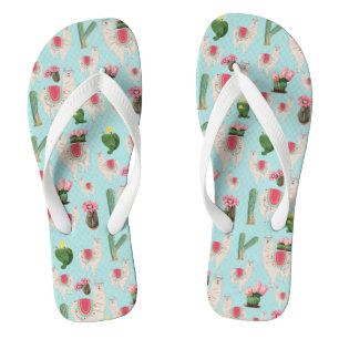Chanclas Patrón de Llama y Cactus de Fiesta Cuta