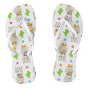 Chanclas Patrón De Llamas, Llamas Cutas, Alpacas, Cactus