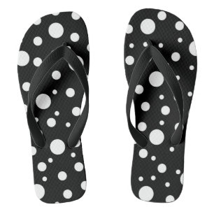 Chanclas Patrón de lunares blancos sobre negro