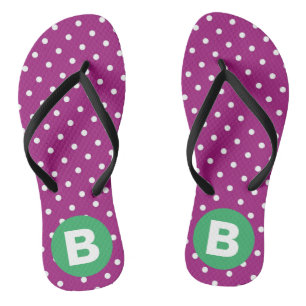 Chanclas Patrón de lunares púrpura Monograma verde