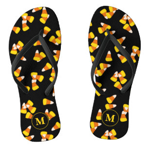 Chanclas Patrón de maíz dulce de Halloween monogramado