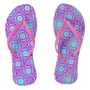 Chanclas Patrón de Mandala Azul Boho Rosa
