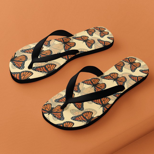 Chanclas Patrón de mariposas botánicas monarcas (Cute flip flops with butterfly pattern.)
