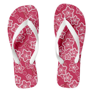 Chanclas patrón de moda rústico floral rojo retro