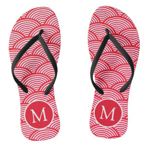 Chanclas Patrón de Monograma de Venera Roja y Blanca