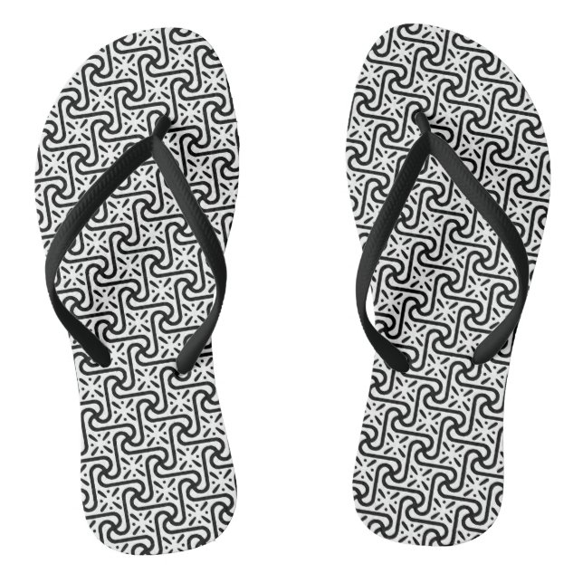Chanclas Patrón de mosaico egipcio, negro y blanco (Plantilla)