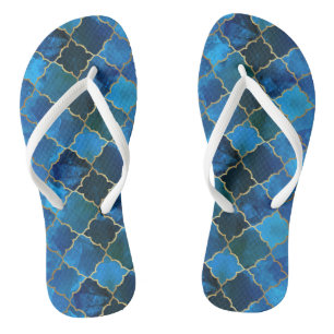 Chanclas Patrón de mosaico marroquí de zafiro Gemstone y or