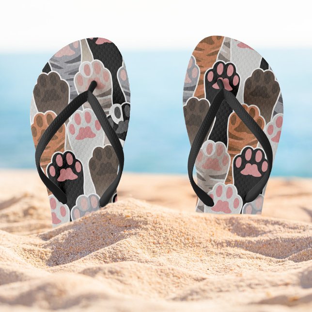 Chanclas Patrón de muchas paradas de gato (Cat Paws Patterned Flip Flops)