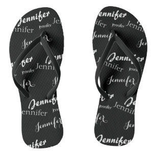 Chanclas Patrón de nombre en blanco y negro