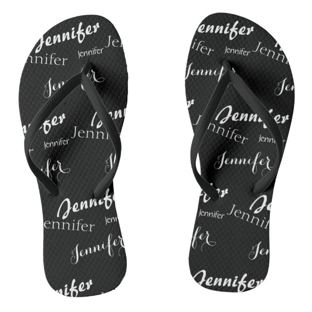 Chanclas Patrón de nombre en blanco y negro (Plantilla)