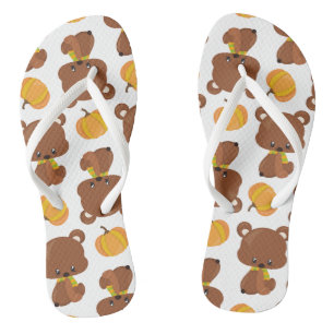 Chanclas Patrón De Osos, Osos Cubiertos, Caída, Calabazas