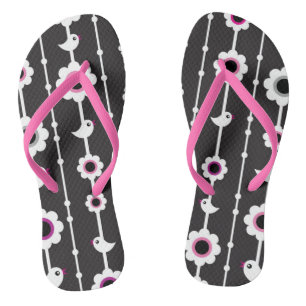 Chanclas patrón de pájaros y flores