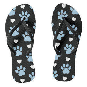 Chanclas Patrón De Patas, Perros, Patas Azules, Corazones B
