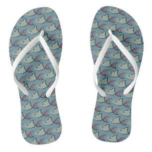Chanclas Patrón de peces de punto de polka