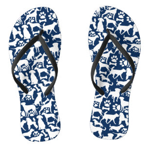 Chanclas Patrón de perros y patas 02.b DBlue BG